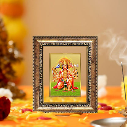Diviniti 24K Gold Plated Panchmukhi Hanuman Divine Table Top Frame for Home Mandir & Office Decor | Luxury Spiritual Gift