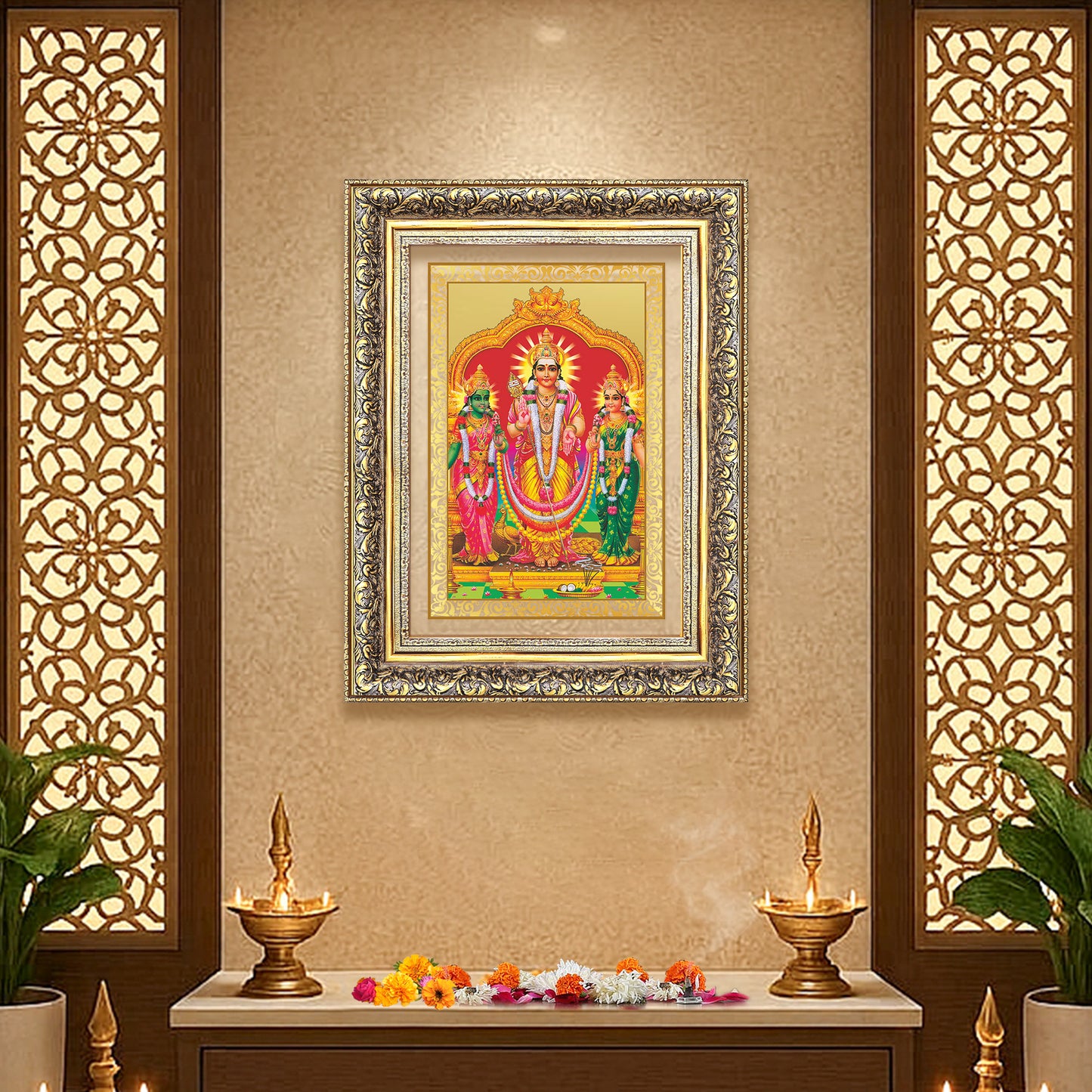 Diviniti 24K Gold Plated Murugan Velli (Classic) Divine Wall Frame for Home Mandir & Office Decor | Luxury Spiritual Gift
