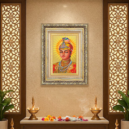Diviniti 24K Gold Plated Guru Harkrishan Sahib Ji (Classic) Sacred Sikh Wall Frame for Home Decor & Office Ambiance | Premium Spiritual Gift