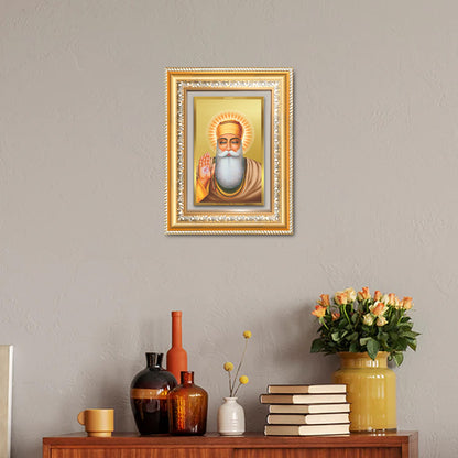 Diviniti 24K Gold Plated Guru Nanak Dev Ji (Classic) Sacred Sikh Wall Frame for Home Decor & Office Ambiance | Premium Spiritual Gift