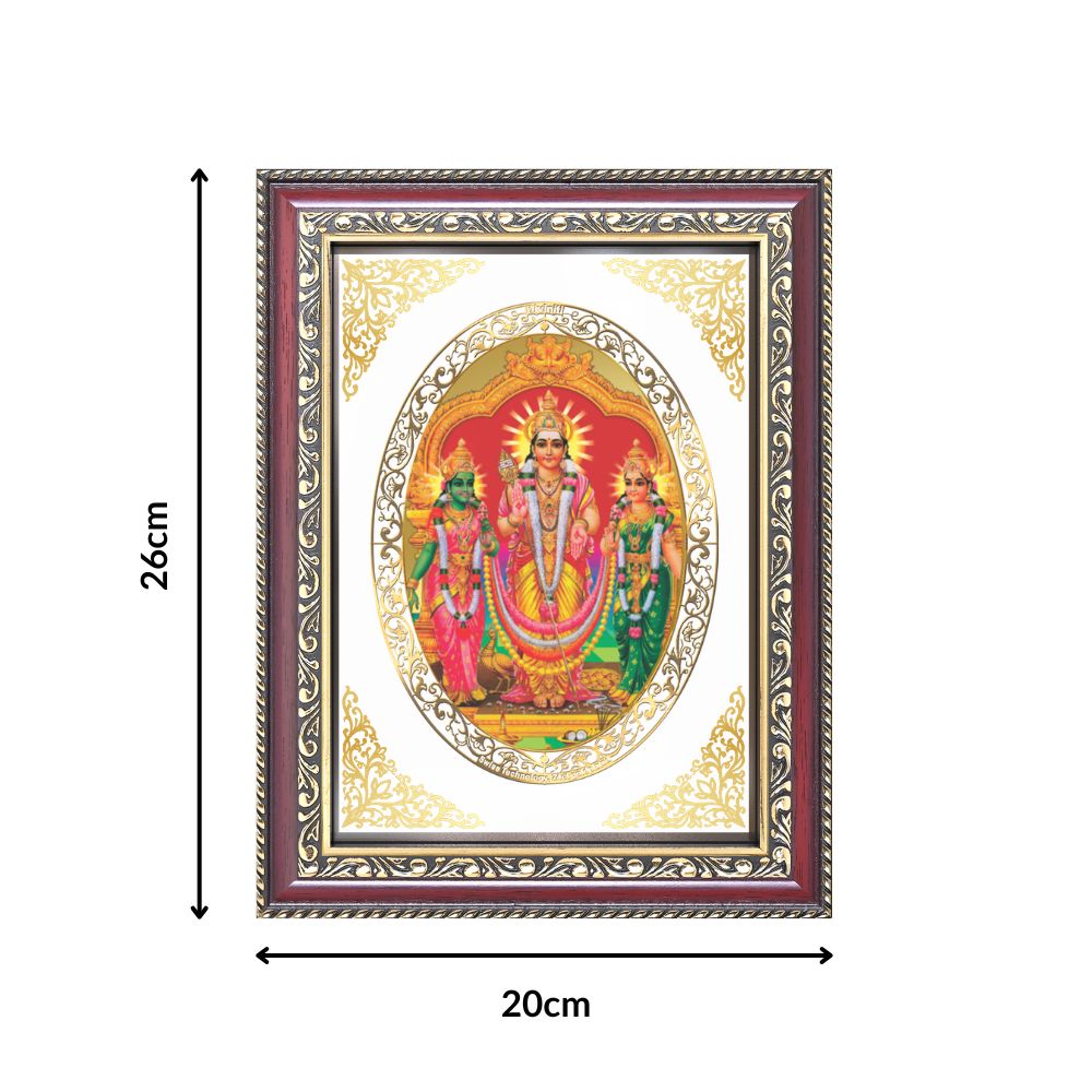 Lord Murugan Velli | Divine Silver Form Wall & Tabletop Royal Photo Frame in 24K Gold Plated Foil