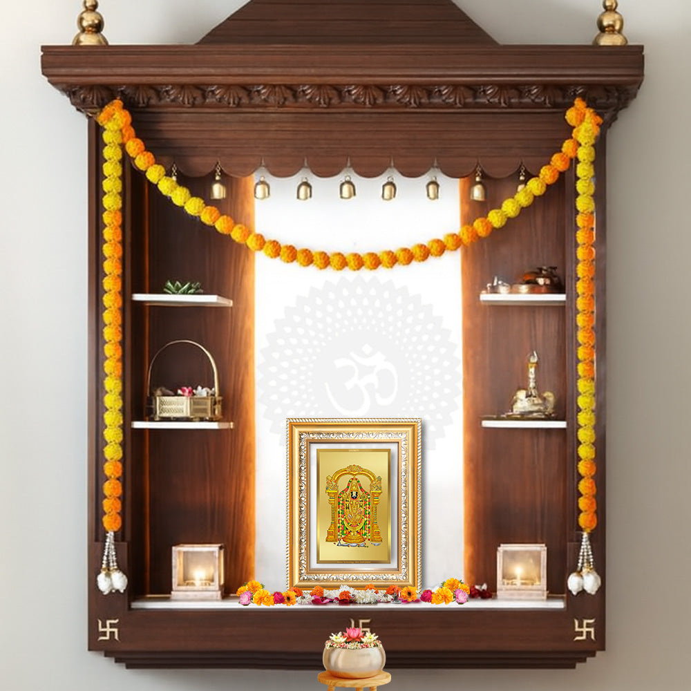 Diviniti 24K Gold Plated Tirupati Balaji Divine Wall Frame for Home Mandir & Office Decor | Luxury Spiritual Gift
