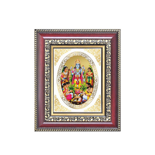 Lord Satyanarayan Divine Vishnu Form Sacred Truth & Blessings Royal Tabletop Frame in 24K Gold Plated Foil