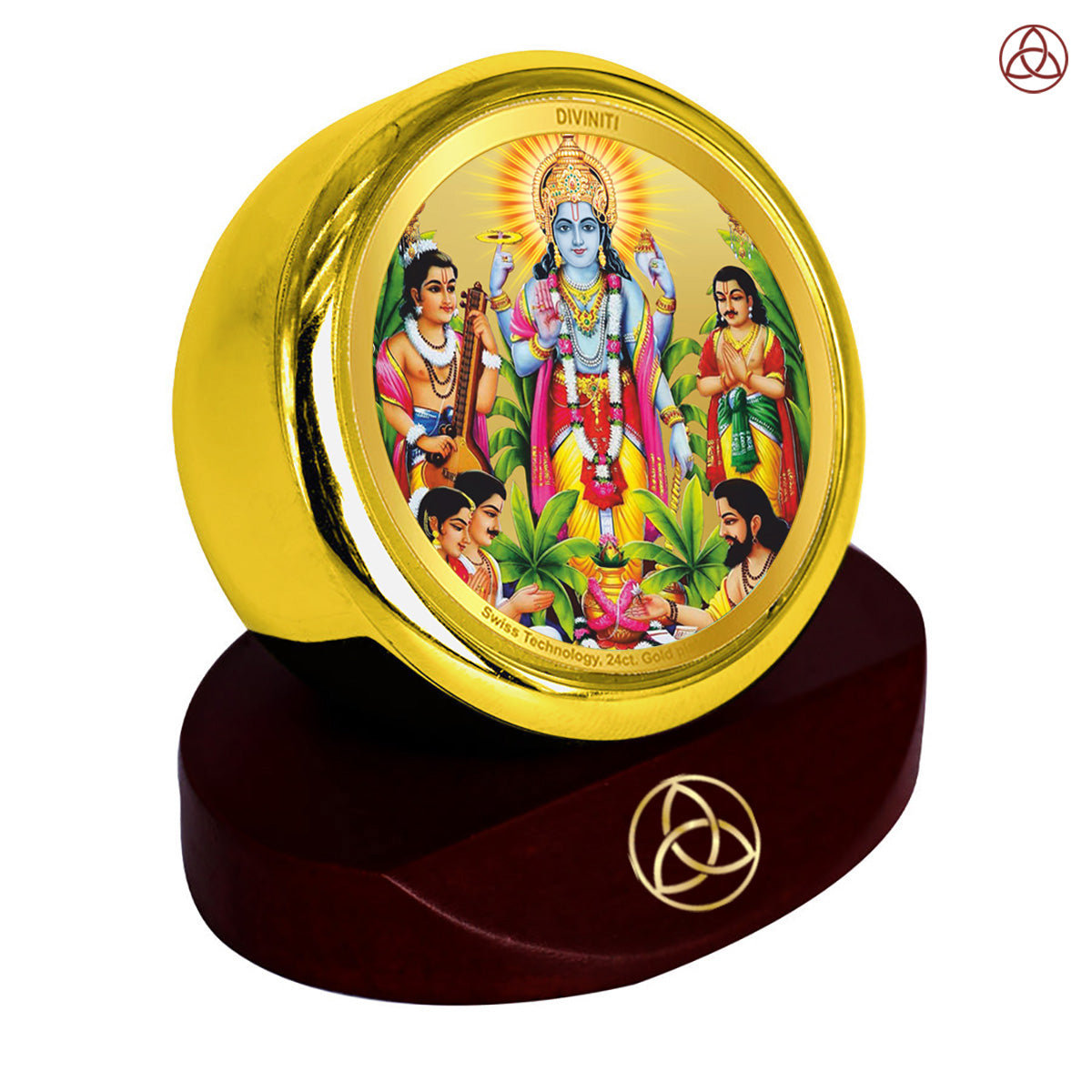 Lord Satyanarayana | Divine Form of Truth and Prosperity Tabletop Frame in 24K Gold Plated Foil