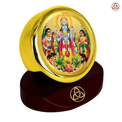 Lord Satyanarayana | Divine Form of Truth and Prosperity Tabletop Frame in 24K Gold Plated Foil