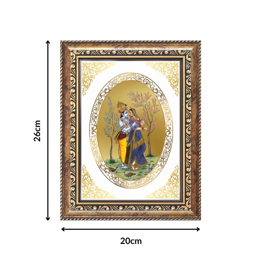 Radha Krishna Divine Eternal Love & Devotion Sacred Royal Tabletop Frame in 24K Gold Plated Foil