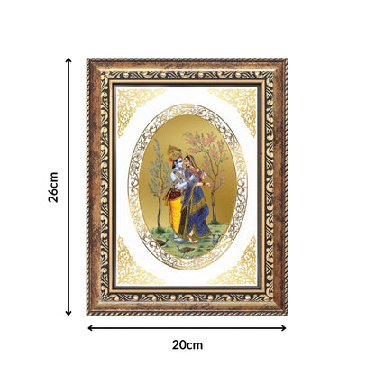 Radha Krishna Divine Eternal Love & Devotion Sacred Royal Tabletop Frame in 24K Gold Plated Foil