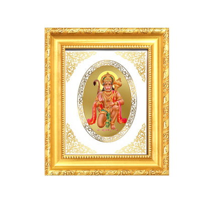 Lord Hanuman Abhaya Mudra Divine Blessings & Protection Royal Tabletop Frame in 24K Gold Plated Foil