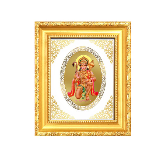 Lord Hanuman Abhaya Mudra Divine Blessings & Protection Royal Tabletop Frame in 24K Gold Plated Foil