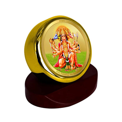Panchmukhi Hanuman | Five-Faced Hanuman Car Dashboard Frame in 24K Gold Plated Foil