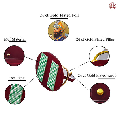 Guru Gobind Singh Ji | Divine Sikh Guru 24K Gold Plated Photo Frame for Car Dashboard, Home Décor & Tabletop | Blessings of Courage, Faith & Strength