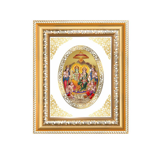 Ram Darbar Divine Shri Ram Family Sacred Dharma & Harmony Royal Tabletop Frame in 24K Gold Plated Foil
