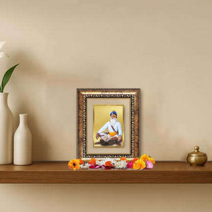 Diviniti 24K Gold Plated Baba Deep Singh Sacred Sikh Table Top Frame for Home Decor & Office Ambiance | Premium Spiritual Gift