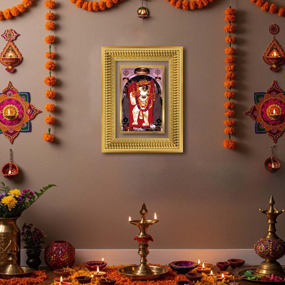Diviniti 24K Gold Plated Mehndipur Balaji (Classic) Divine Wall Frame for Home Mandir & Office Decor | Luxury Spiritual Gift