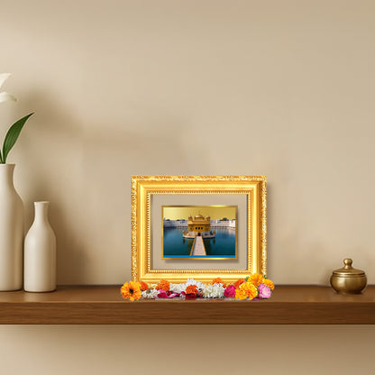 Diviniti 24K Gold Plated Golden Temple |Divine Table Top Frame for Home Mandir & Office Decor | Luxury Spiritual Gift