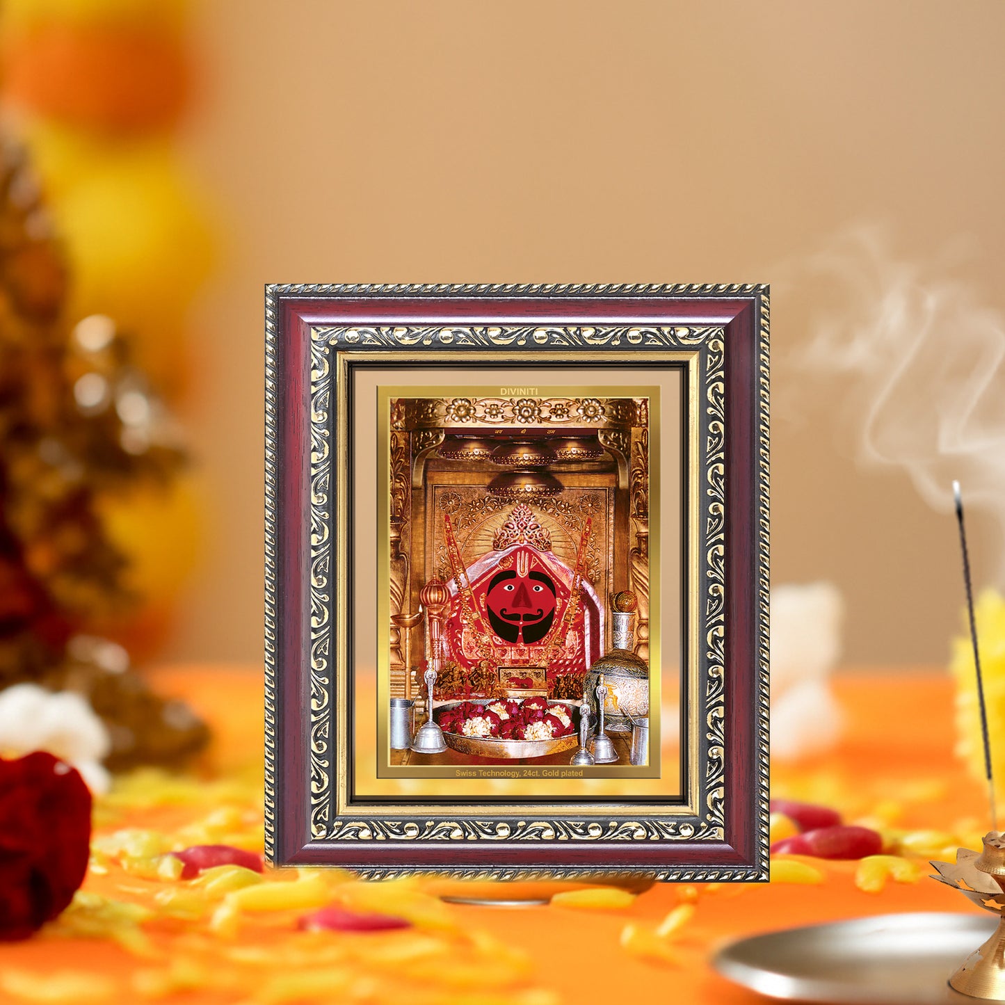Diviniti 24K Gold Plated Salasar Balaji (Classic) Divine Table Top Frame for Home Mandir & Office Decor | Luxury Spiritual Gift