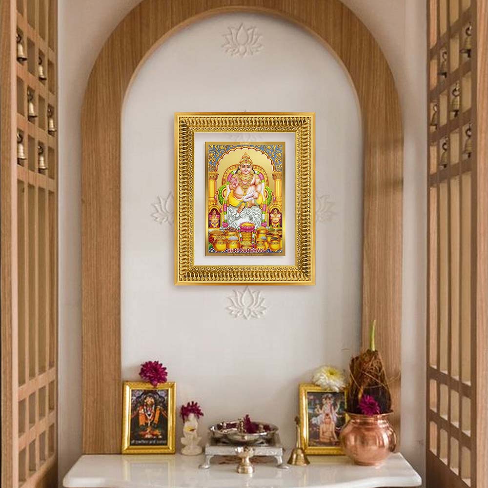 Diviniti 24K Gold Plated Kuber (Classic) Divine Wall Frame for Home Mandir & Office Decor | Luxury Spiritual Gift