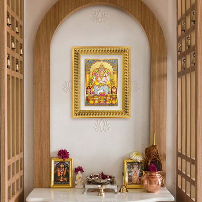 Diviniti 24K Gold Plated Kuber (Classic) Divine Wall Frame for Home Mandir & Office Decor | Luxury Spiritual Gift