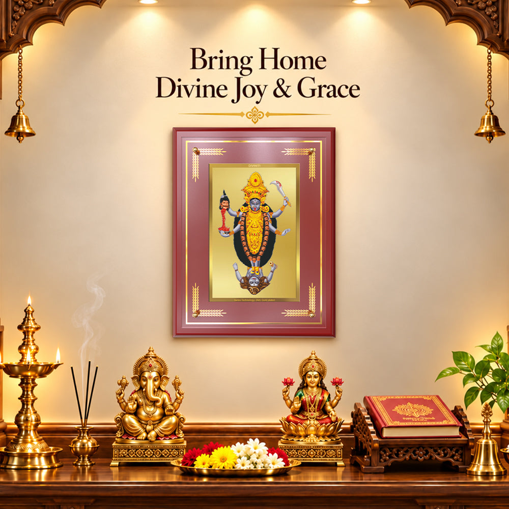 24K Gold-Plated Maa Kali MDF Frame | Premium Gift Box | 27x35 CM