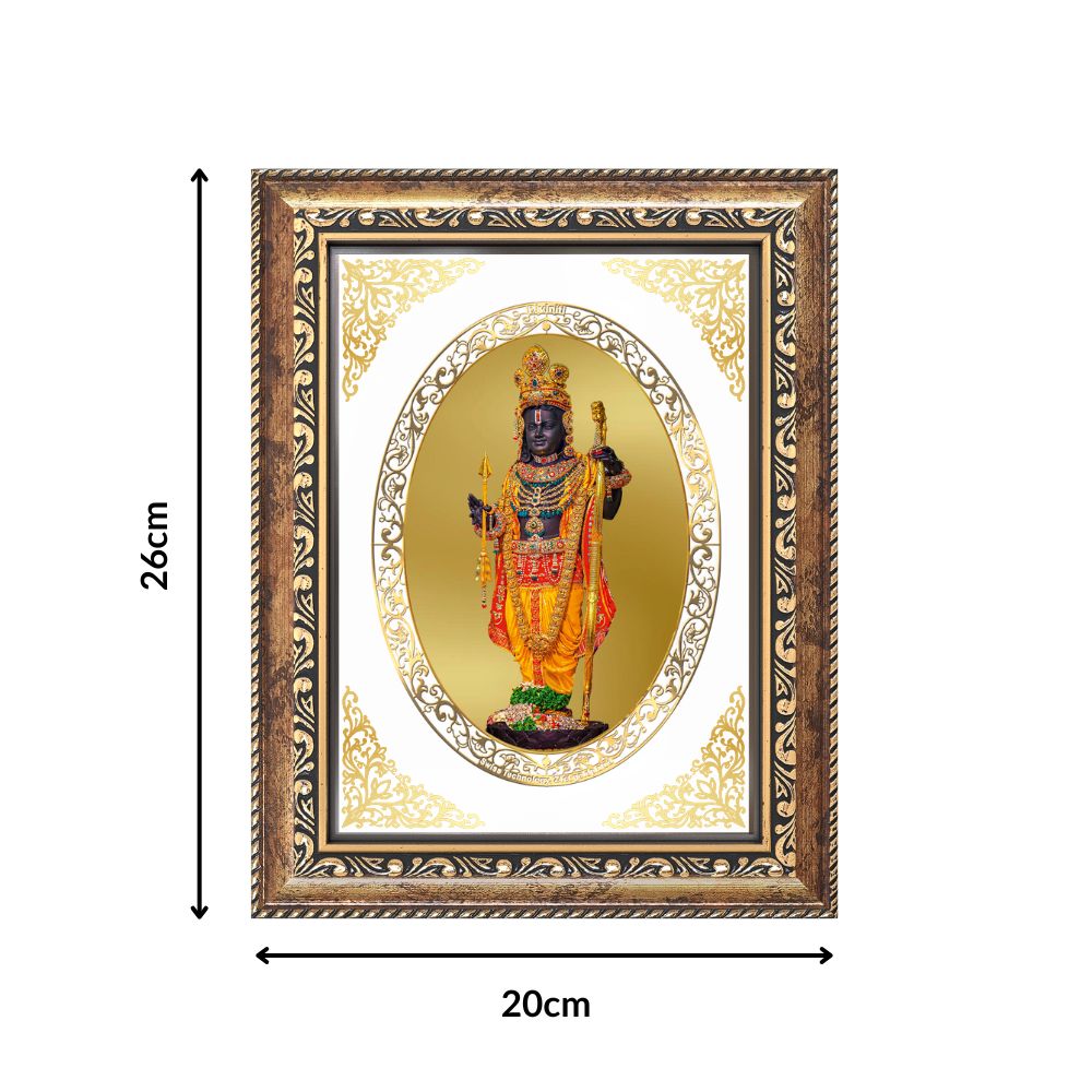 Ram Lalla with Sacred Arch Divine Ayodhya Darshan Royal Tabletop Frame in 24K Gold Plated Foil
