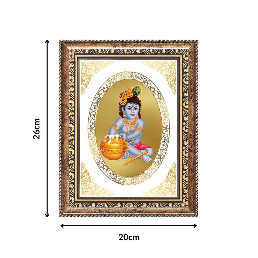 Bal Gopal (Baby Krishna) | Divine Wall & Tabletop Royal Photo Frame in 24K Gold Plated Foil