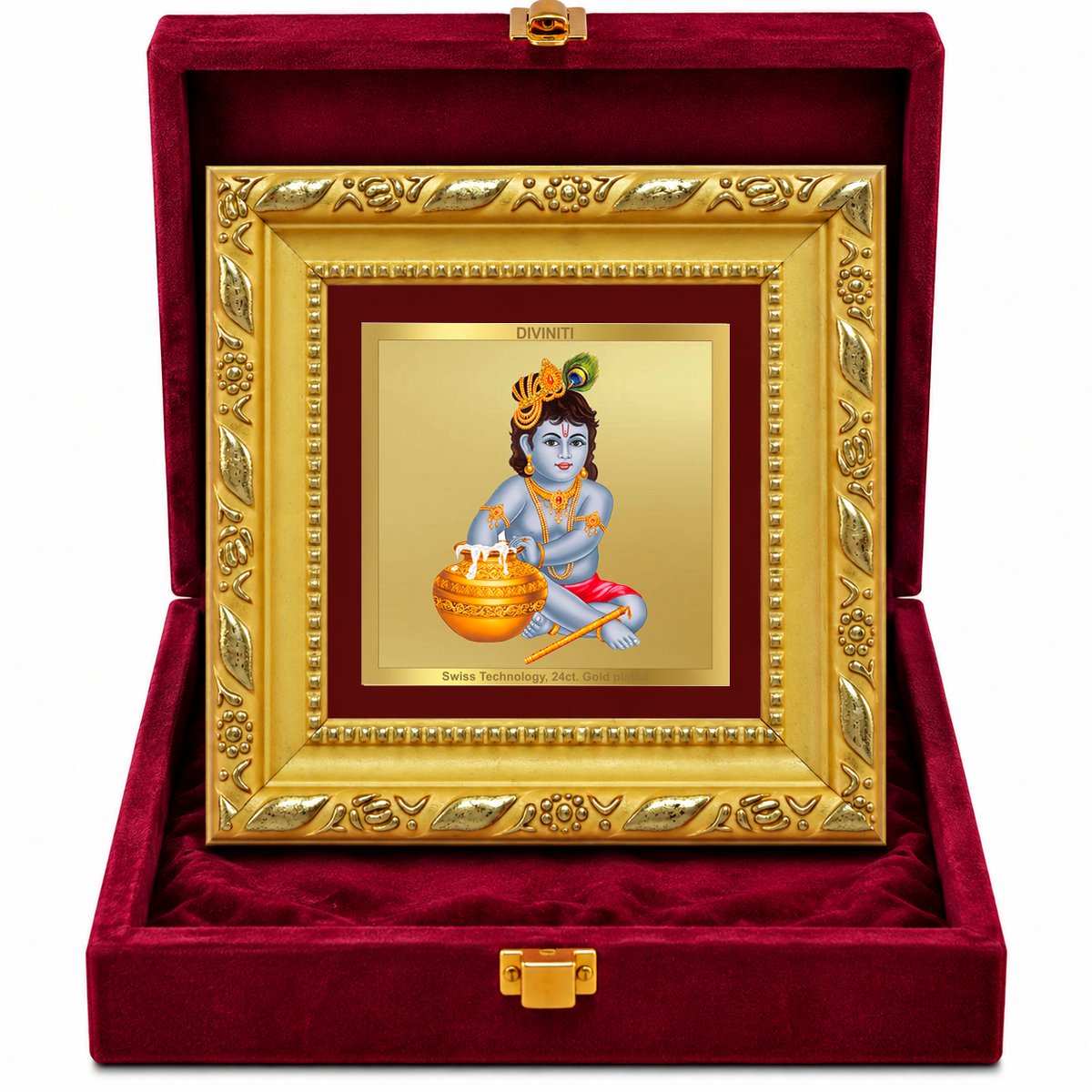 24K Gold-Plated Bal Gopal (Krishna) Frame | Premium Gift Box | 10x10 CM