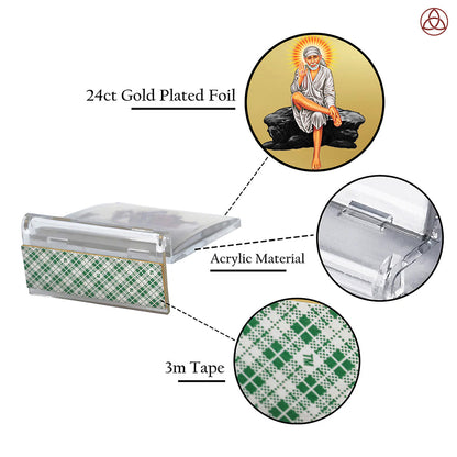 Sai Baba | Divine Spiritual Guru Car Dashboard & Tabletop Photo Frame in 24K Gold Plated Foil