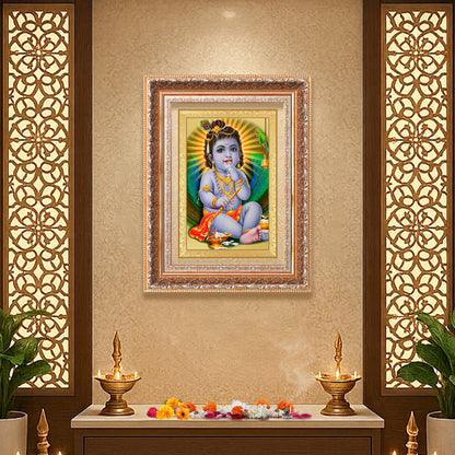 Bal Gopal | Baby Krishna | Devakinandana for Wall Photo Frame in 24K Gold Plated Foil