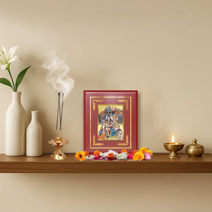 Diviniti 24K Gold Plated Shiv Parivar Blessing Tabletop Photo Frame | Protection, Harmony & Divine Grace