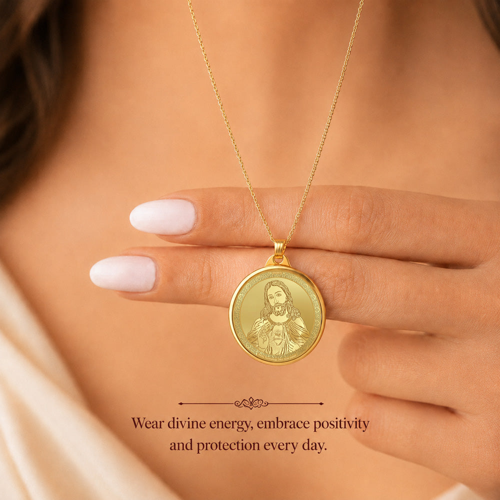 Diviniti 24K Double Sided Gold Plated Pendant Jesus Christ & Holy Cross | 18 MM Flip Coin (1 PCS)