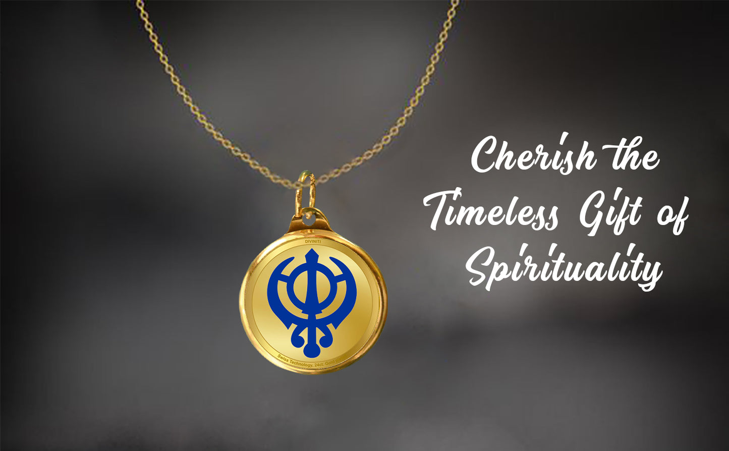 Diviniti 24K Double sided Gold Plated Pendant KHANDA SAHIB & IK ONKAR |22 MM Flip Coin (1 PCS)