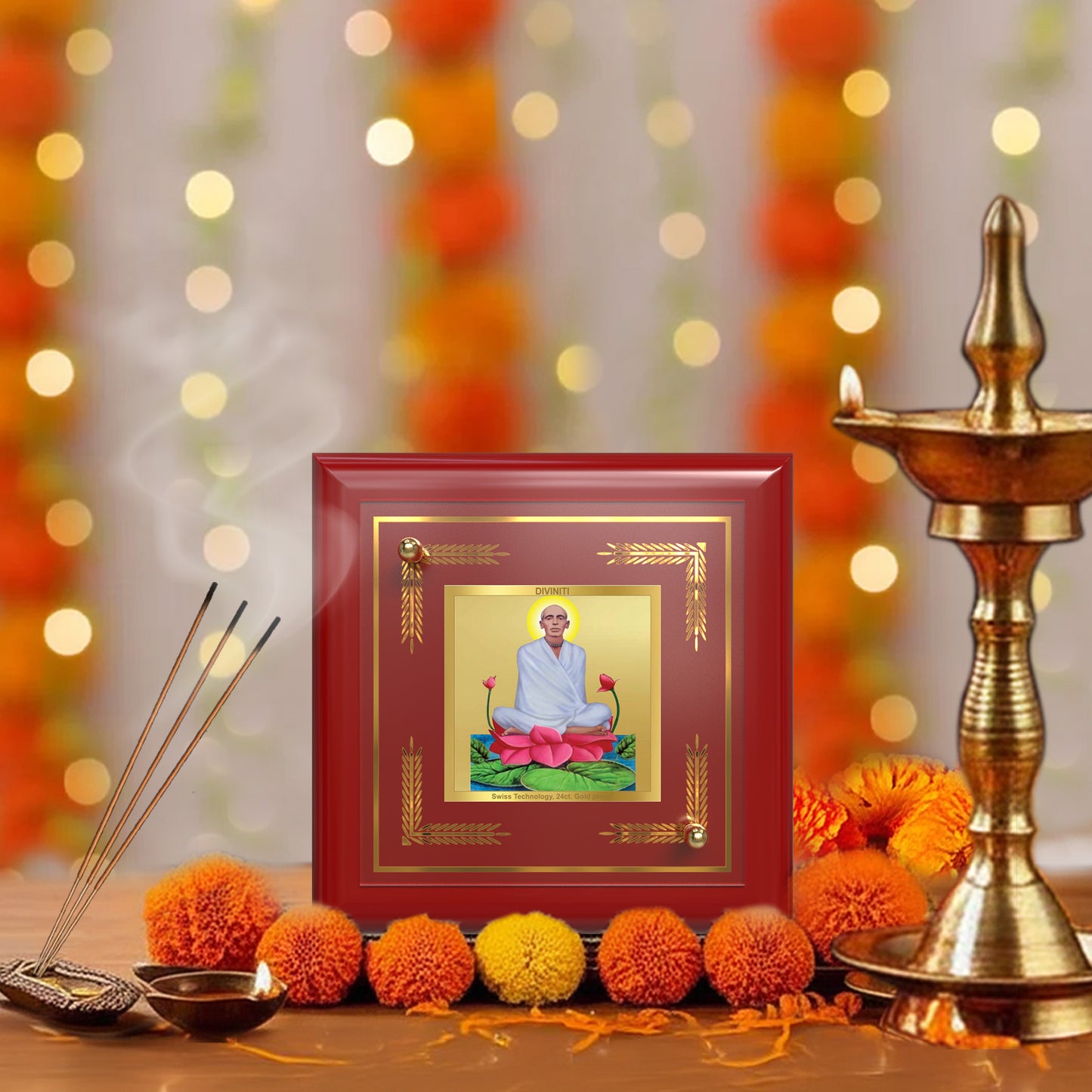 Ram Thakur | Divine Saint 24K Gold Plated Photo Frame for Home Décor, Tabletop & Office | Blessings of Peace, Devotion & Spiritual Guidance (MDF1A)