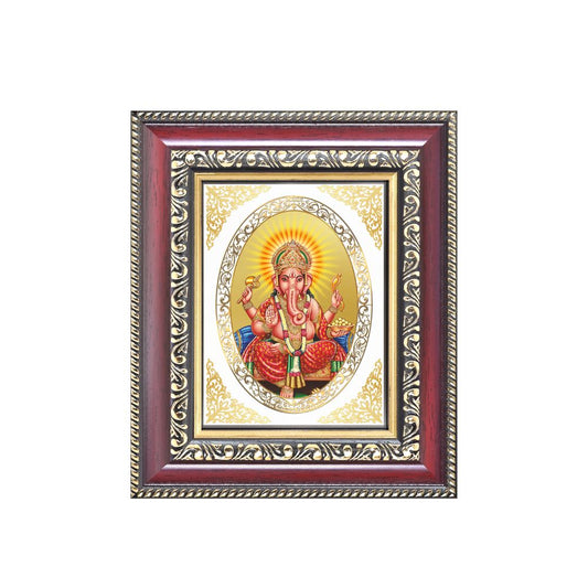 Lord Ganesha Divine Sacred Prosperity & Success Royal Tabletop Frame in 24K Gold Plated Foil