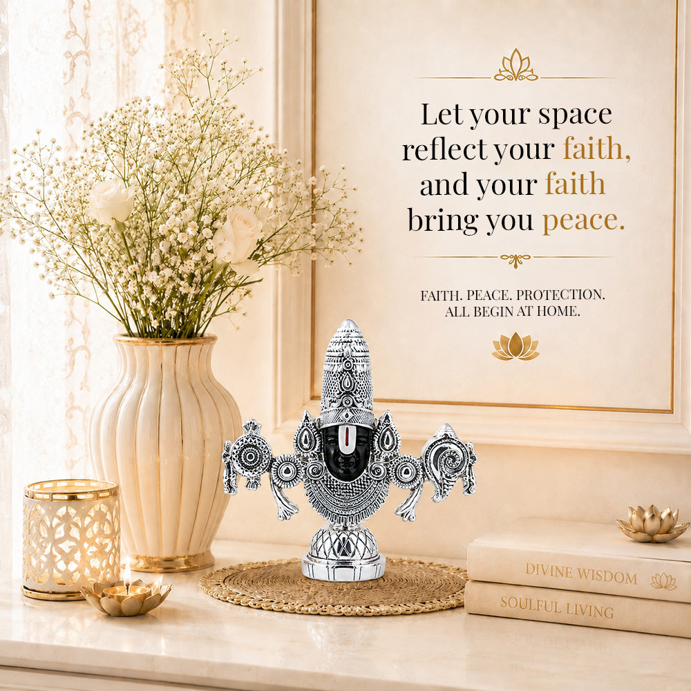 Diviniti 999 Silver Plated Antique Balaji Idol with Luxury Gift Box Décor