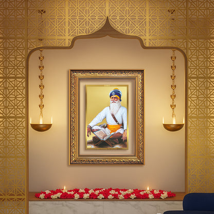 Baba Deep Singh Ji | Nihang Sikh and Martyr Wall Mount Photo Frame in 24K Gold Plated Foil