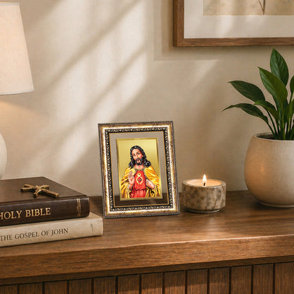 Diviniti 24K Gold Plated Jesus Christ (Classic) Divine Wall Frame for Home Mandir & Office Decor | Luxury Spiritual Gift