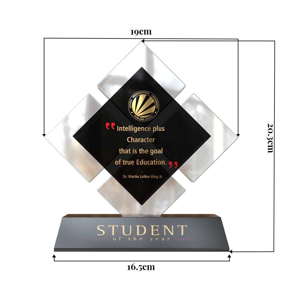 Premium Acrylic & MDF Plaque Elegant Geometric Personalized Trophy for Education and Employee Awards
