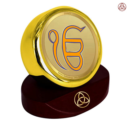 Ik Onkar | Divine Sikh Symbol Car Dashboard & Tabletop Photo Frame in 24K Gold Plated Foil