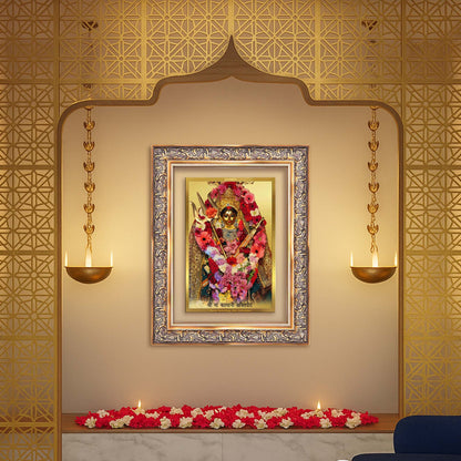 Diviniti 24K Gold Plated Katyayani Mata (Classic) Divine Wall Frame for Home Mandir & Office Decor | Luxury Spiritual Gift