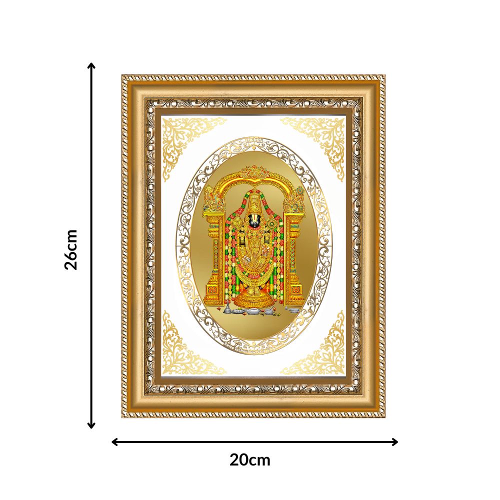 Tirupati Balaji | Divine Wall & Tabletop Royal Photo Frame in 24K Gold Plated Foil