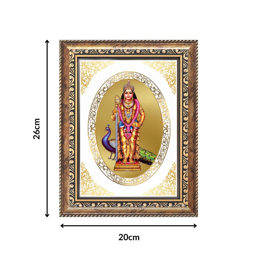 Lord Murugan | Divine Wall & Tabletop Royal Photo Frame in 24K Gold Plated Foil