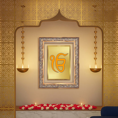 Diviniti 24K Gold Plated Ik Omkar (Classic) Divine Wall Frame for Home Mandir & Office Decor | Luxury Spiritual Gift