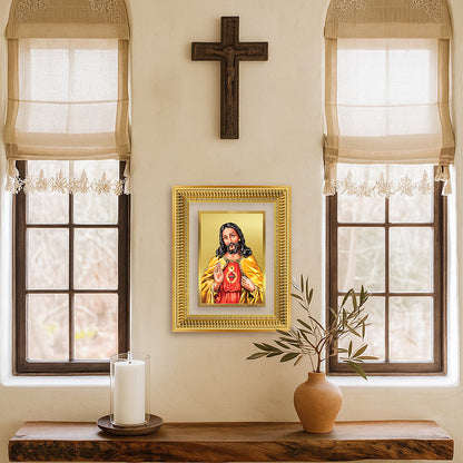 Diviniti 24K Gold Plated Jesus Christ (Classic) Divine Wall Frame for Home Mandir & Office Decor | Luxury Spiritual Gift