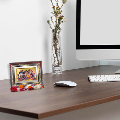 Diviniti 24K Gold Plated Jagannath Subhadra Balabhadra (Classic) Divine Wall and Table Top Frame for Home Mandir & Office Decor | Luxury Spiritual Gift