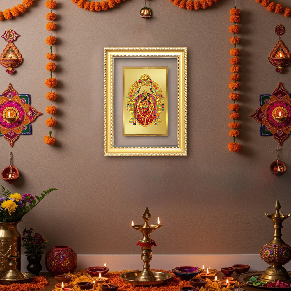 Diviniti 24K Gold Plated Padmavati (Classic) Divine Wall Frame for Home Mandir & Office Decor | Luxury Spiritual Gift