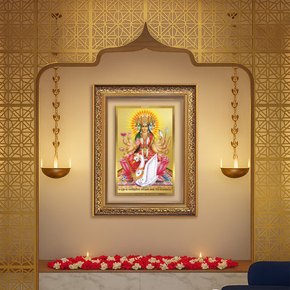 Diviniti 24K Gold Plated Gayatri Maa (Classic) Divine Wall Frame for Home Mandir & Office Decor | Luxury Spiritual Gift