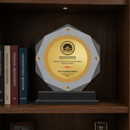 Diviniti Customized Memento with Matter Printed on 24K Gold Plated Foil | Luxury Personalized Award | Premium Corporate Gift Plaque