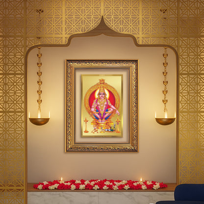 Diviniti 24K Gold Plated Ayyappan Divine Wall Frame for Home Mandir & Office Decor | Luxury Spiritual Gift