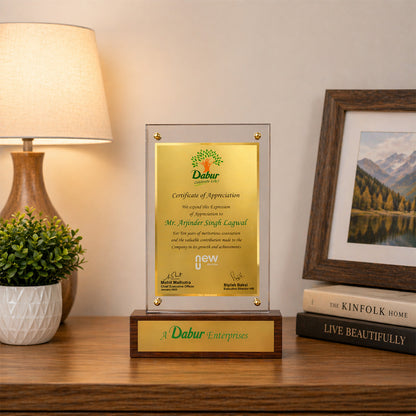 Customized Premium Trophy with 24K Gold Foil Printing | Corporate Recognition & Appreciation Award
