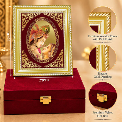 24K Gold-Plated Radha Krishna Frame | Premium Gift Box | 35x27 CM
